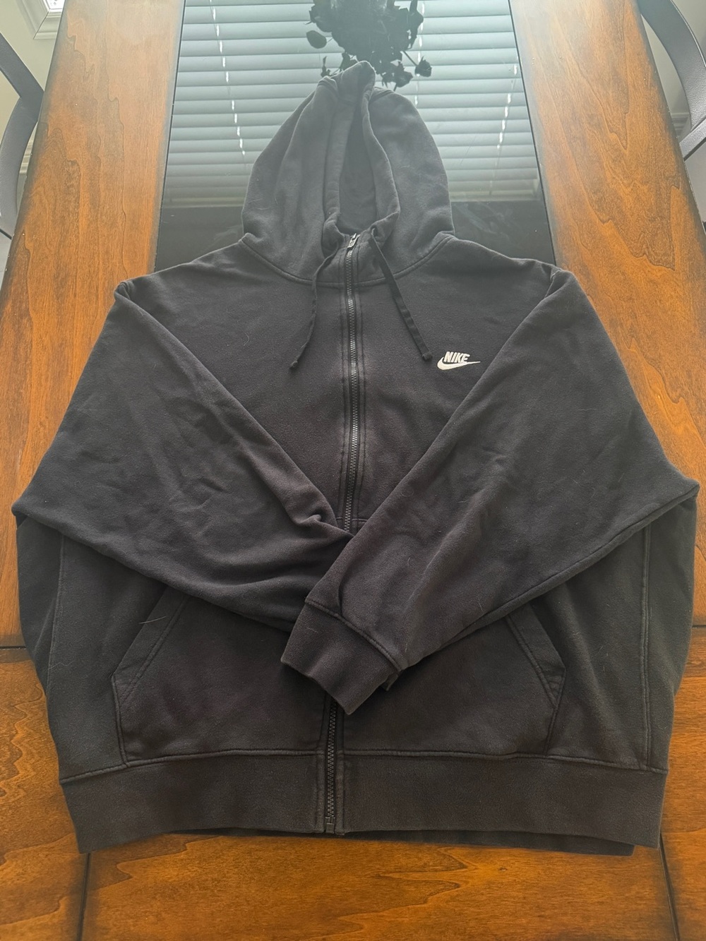 Nike Black Hooded Full-Zip Jacket with Swoosh Tag